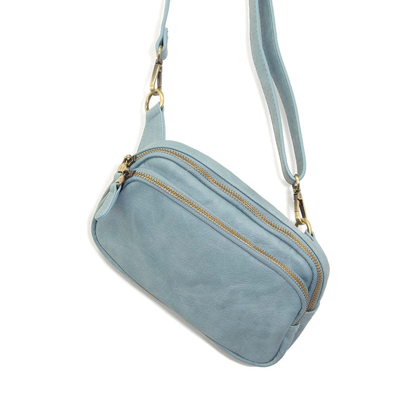 Joy Susan Kylie Double Zip Sling Belt Bag Light Blue