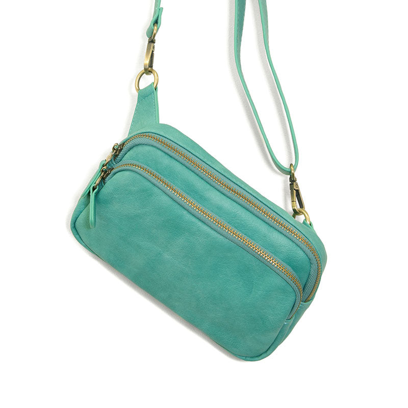 Joy Susan Kylie Double Zip Sling Belt Bag Light Turquoise