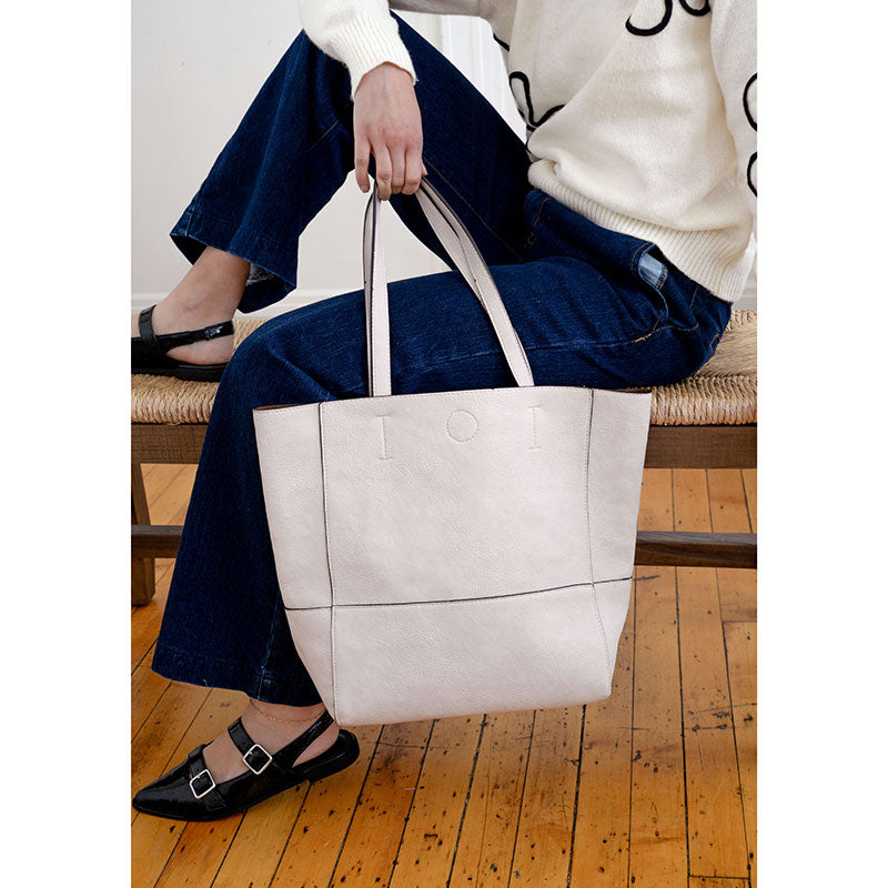 Close image of Faith Raw Edge Tote; soft vegan leather, raw edges & roomy design—curated just for you by Daisy Jane’s.