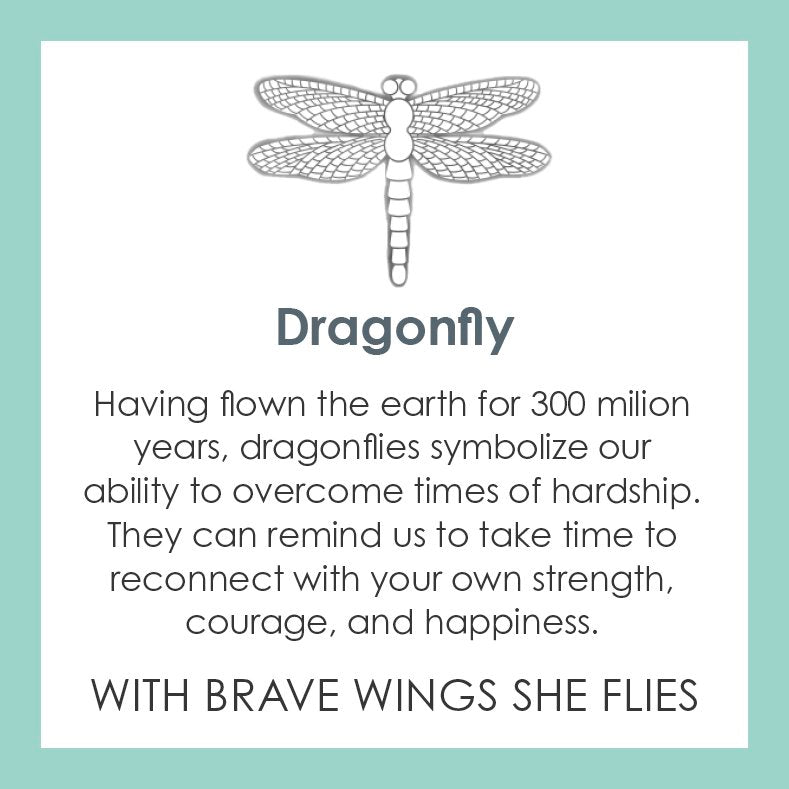 LOLA® Dragonfly Gold Pendant: Having  flown the earth for 300 million years, dragonflies symbolize our ability to overcome times of hardship. They can remind us to take time to reconnect with our own strength, courage, and happiness. WITH BRAVE WINGS SHE FLIES. 