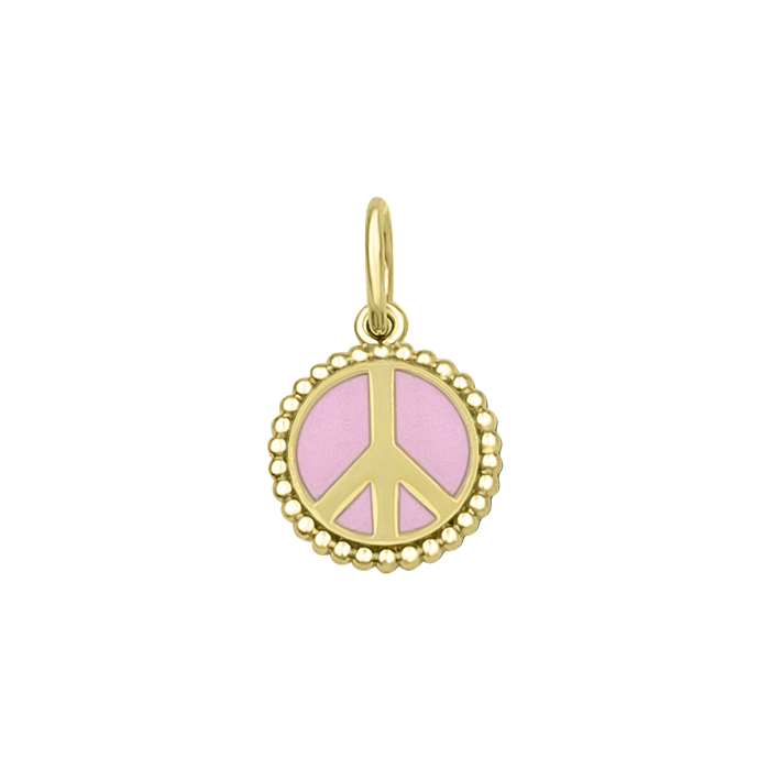 LOLA® Peace Sign Gold Pendant Flamingo Pink