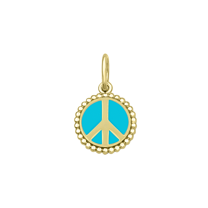 LOLA® Peace Sign Gold Pendant Turrquoise