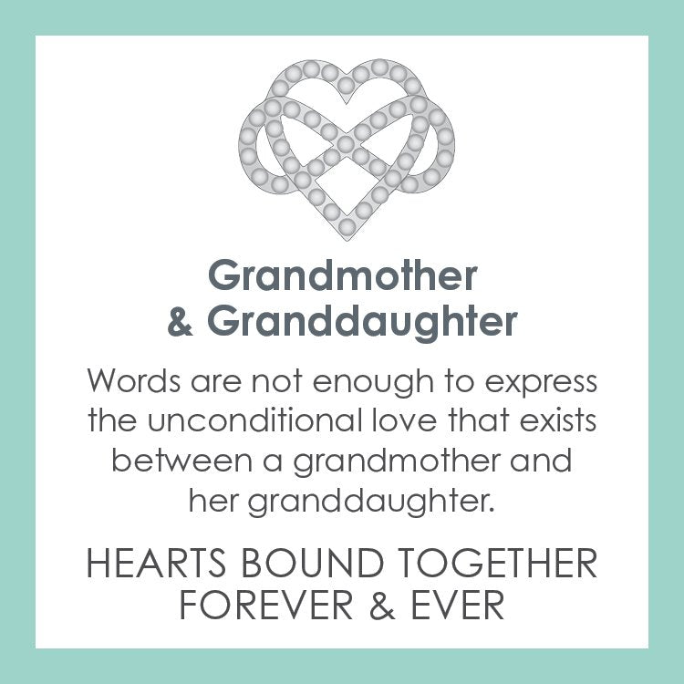 LOLA® Grandmother & Granddaughter Gold Pendant Card: Words are note enough to express the unconditional love that exists between a grandmother and her granddaughter. HEARTS BOUND TOGETHER FOREVER & EVER