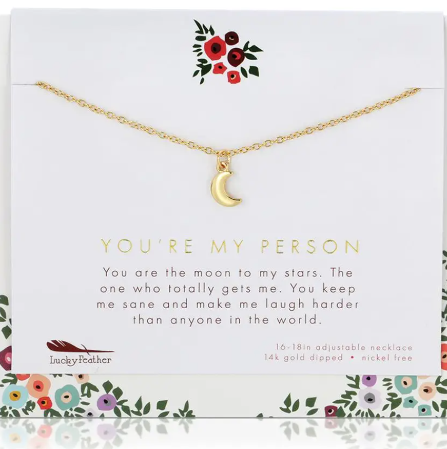Lucky Feather Friend/Family Necklace & Card My Person