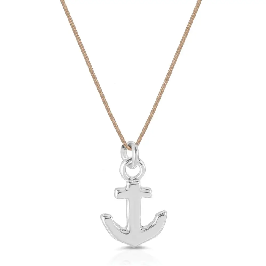 Lucky Feather Ocean Life Necklace - Silver Anchor