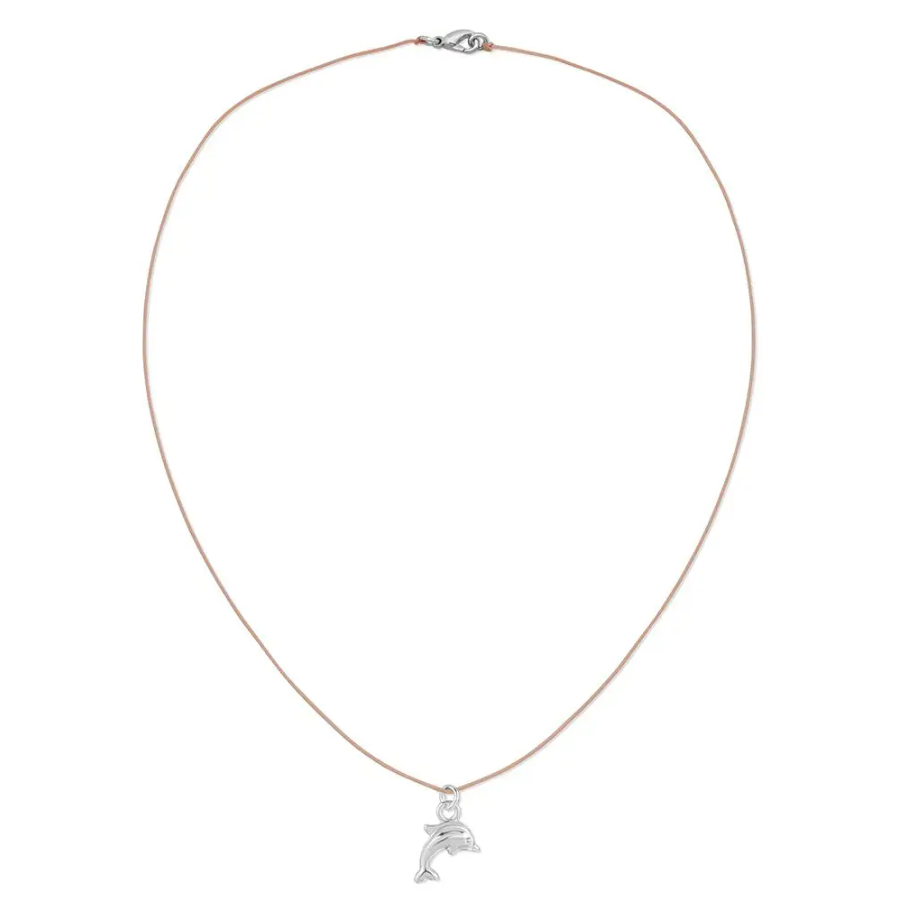 Lucky Feather Ocean Life Necklace - Silver Dolphin