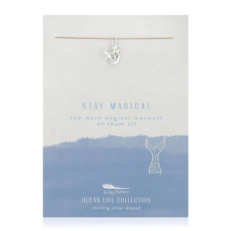 Lucky Feather Ocean Life Necklace - Silver Mermaid