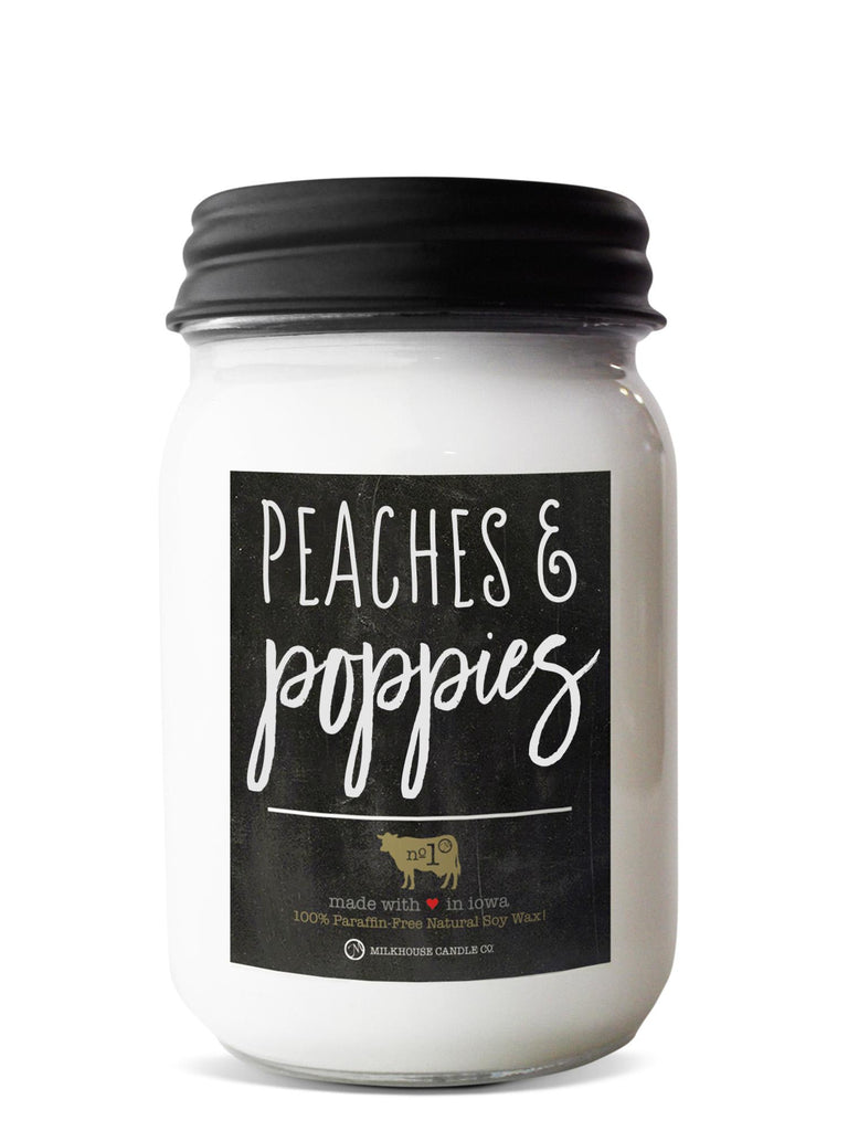 Milkhouse Mason Jar 13oz Candle: Peaches & Poppies