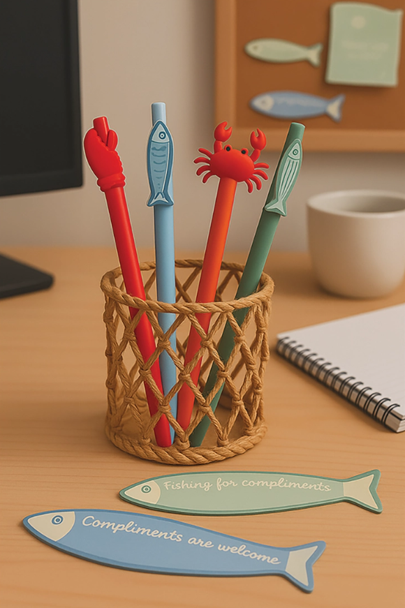 Fishing For Compliments sticky notes displayed on desk