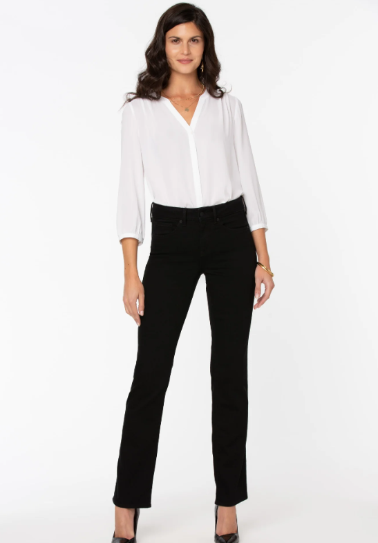 NYDJ Marilyn Straight Jeans In Petite Black