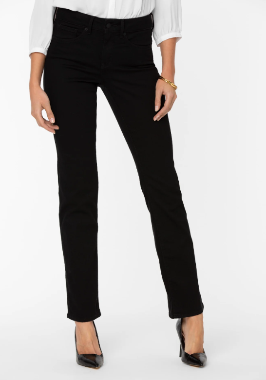 NYDJ Marilyn Straight Jeans In Petite Black