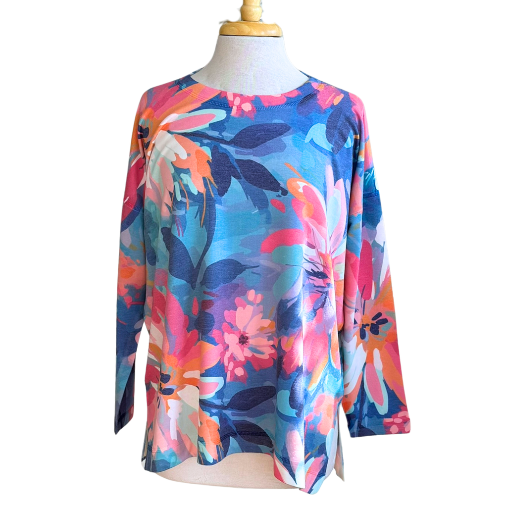 Nally & Millie Floral Printed French Terry Top