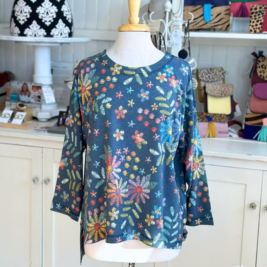 Nally & Millie Printed Flowers Long Sleeve Top