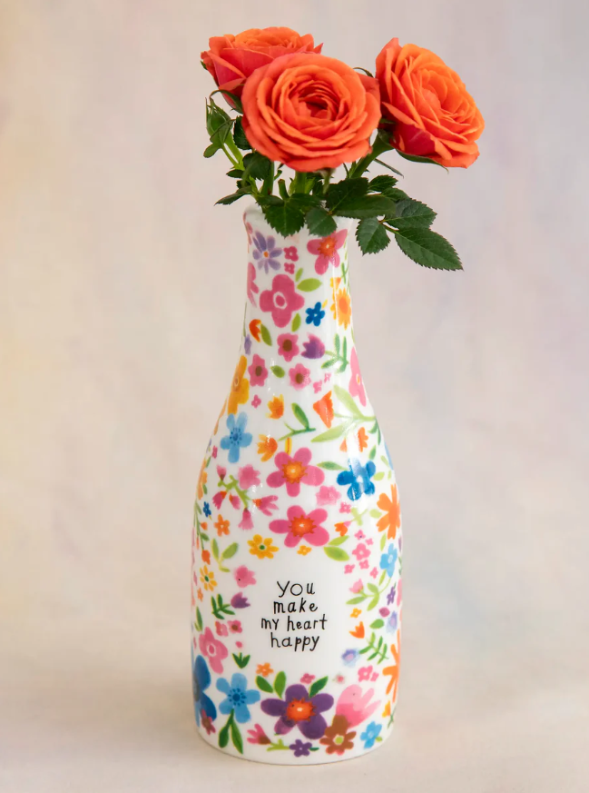 Natural Life Ceramic Bud Vase - You Make My Heart Happy