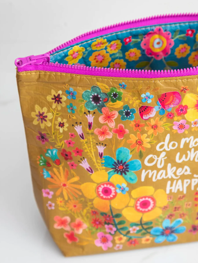 Natural Life Recycled Zipper Pouch - Makes You Happy