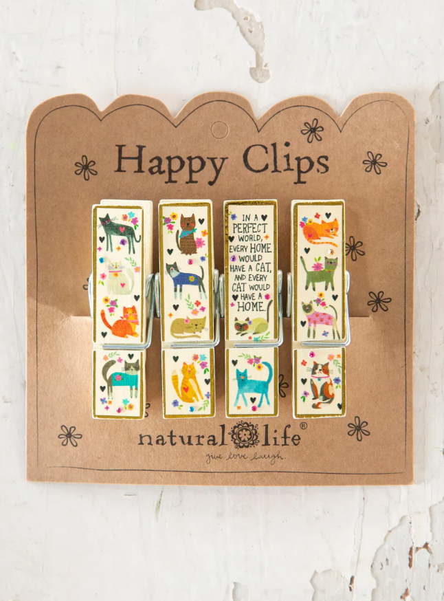 Natural Life Happy Clips - Set of 4 Cats