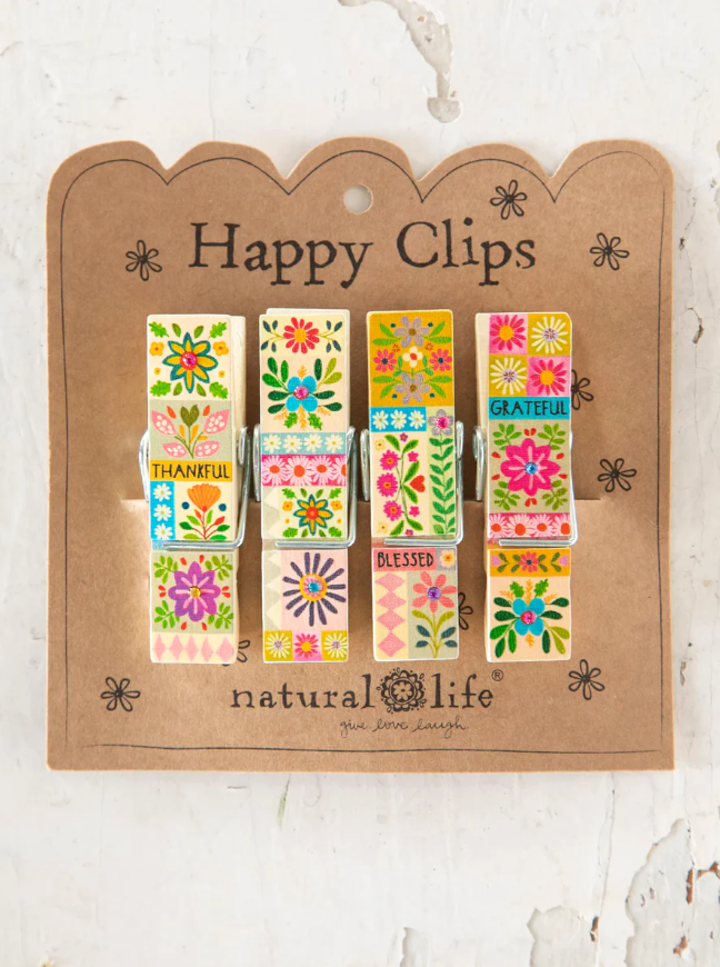 Natural Life Happy Clips - Set of 4 Thankful