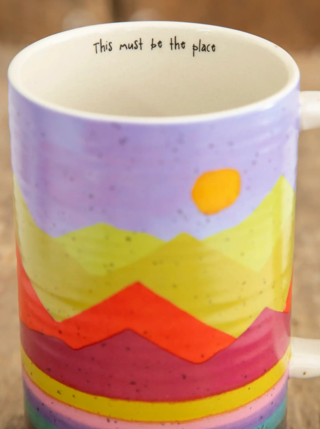 Natural Life 16oz latte mug with inspirational message inside rim