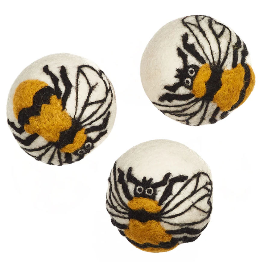 Set of 3 Bumble Bee Wool Dryer Balls