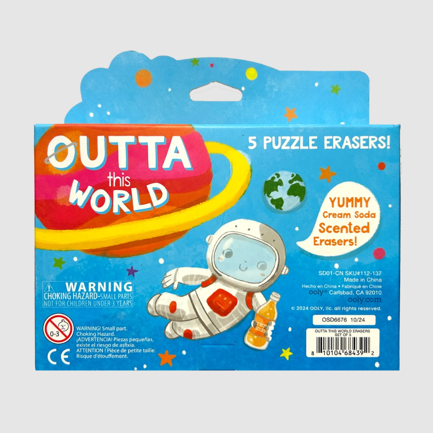 Ooly Outta This World-Scented Puzzle Eraser-Set of 5