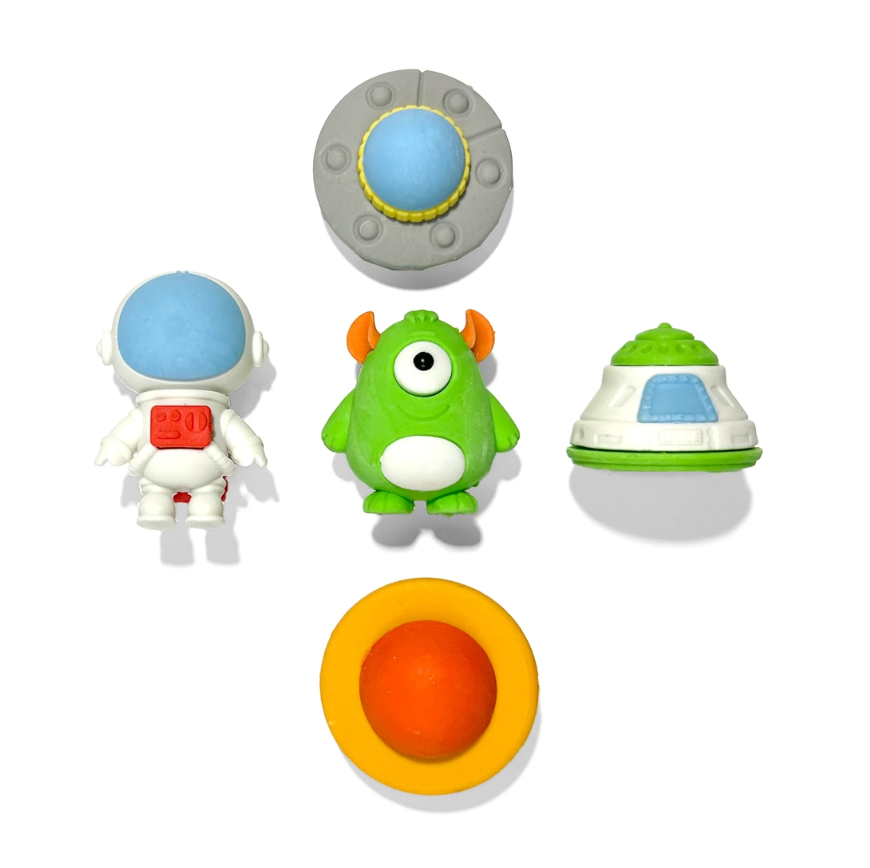 Ooly Outta This World-Scented Puzzle Eraser-Set of 5
