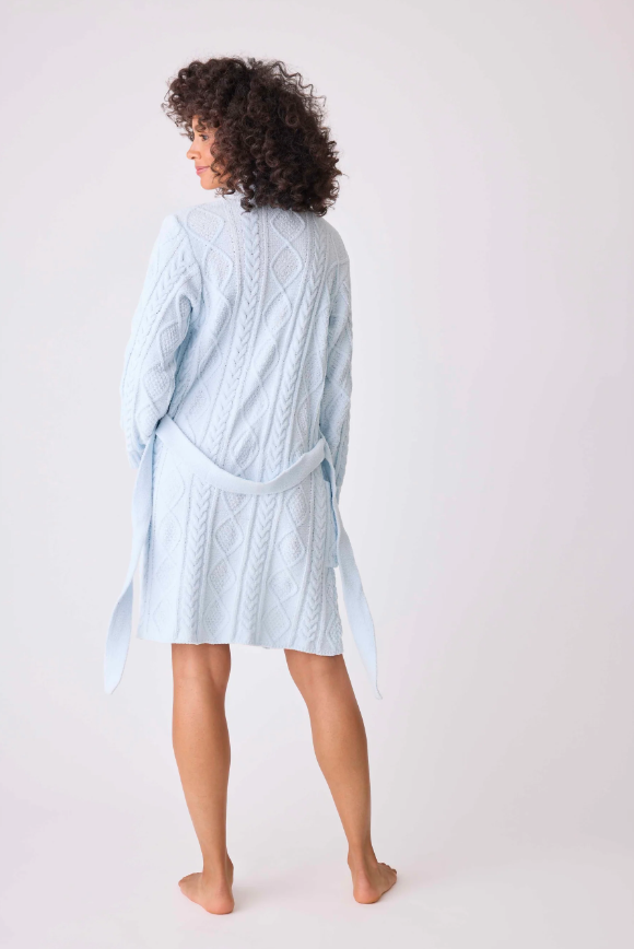 PJ Salvage Chenille Cozy Cable Shawl Collar Robe Air Blue