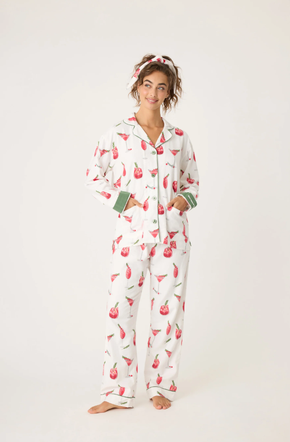 PJ Salvage Cranberries & Cocktails Flannel PJ Set