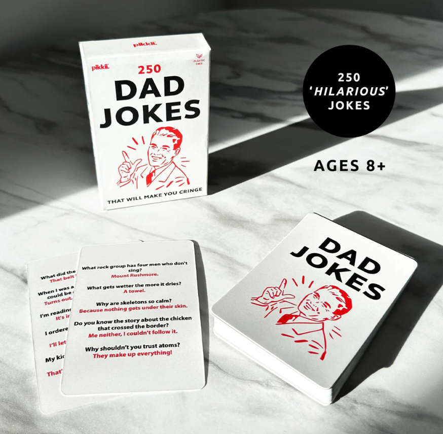 Stack of joke cards with funny quotes visible