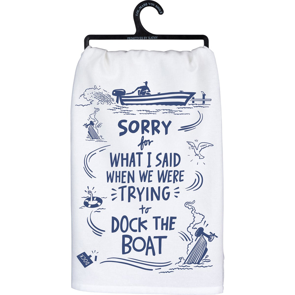 Primitives By Kathy Trying To Dock The Boat Kitchen Towel