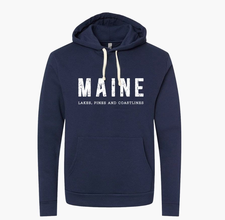 Reclaimed Maine Lakes, Pines, and Coastlines Hooded Sweatshirt