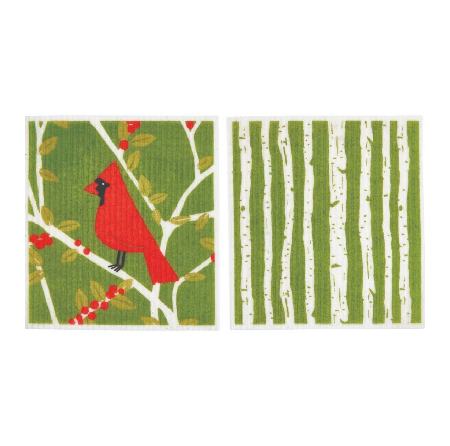 Rockflowerpaper Blu Cloths Reusable Sponge-Cloth Red Cardinal