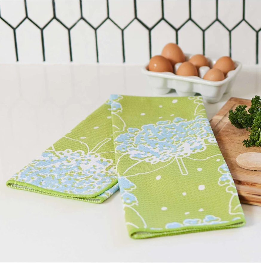 RockFlowerPaper Blu Kitchen Tea Towel Hydrangea