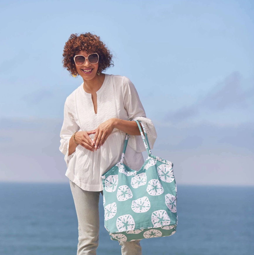 Rock Flower Paper Large Bucket Bag Sand Dollar