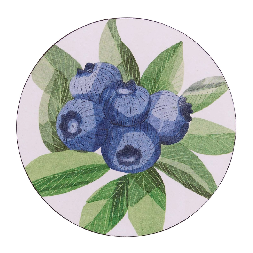 Rockflowerpaper Set of 4 Round Coasters Bluberries