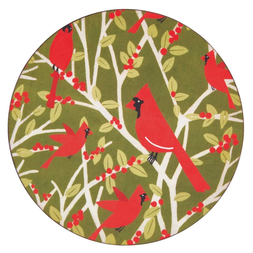 Rockflowerpaper Set of 4 Round Coasters red Cardinals