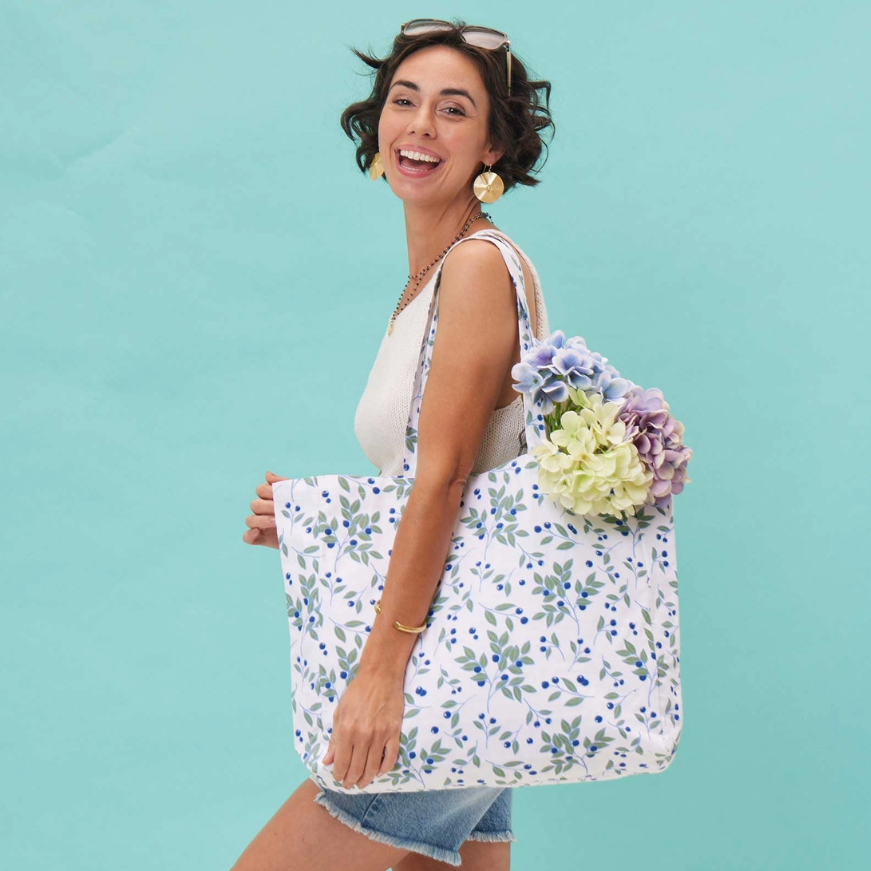Rock Flower Paper Little Shopper Tote Bag Blueberries