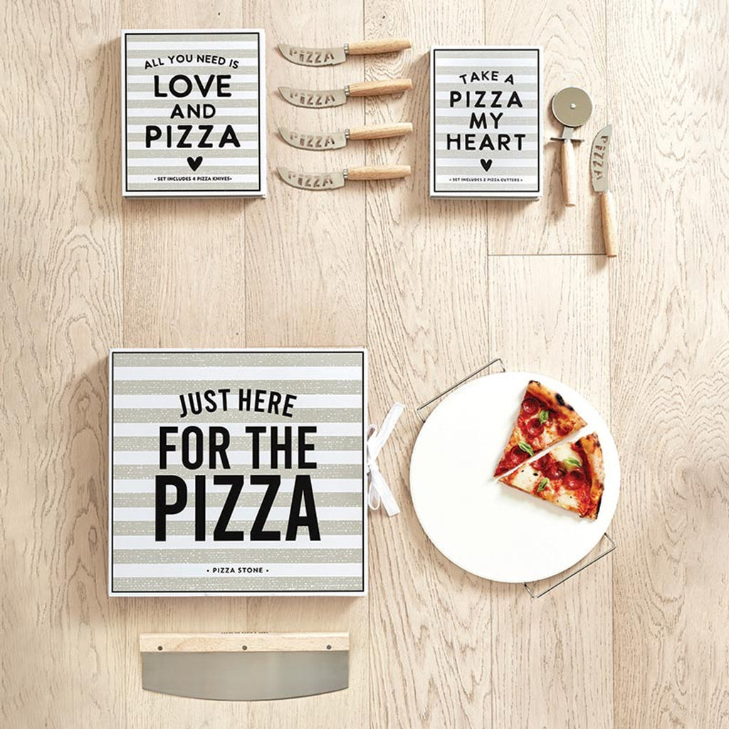 Pizza gift set displayed on a kitchen countertop