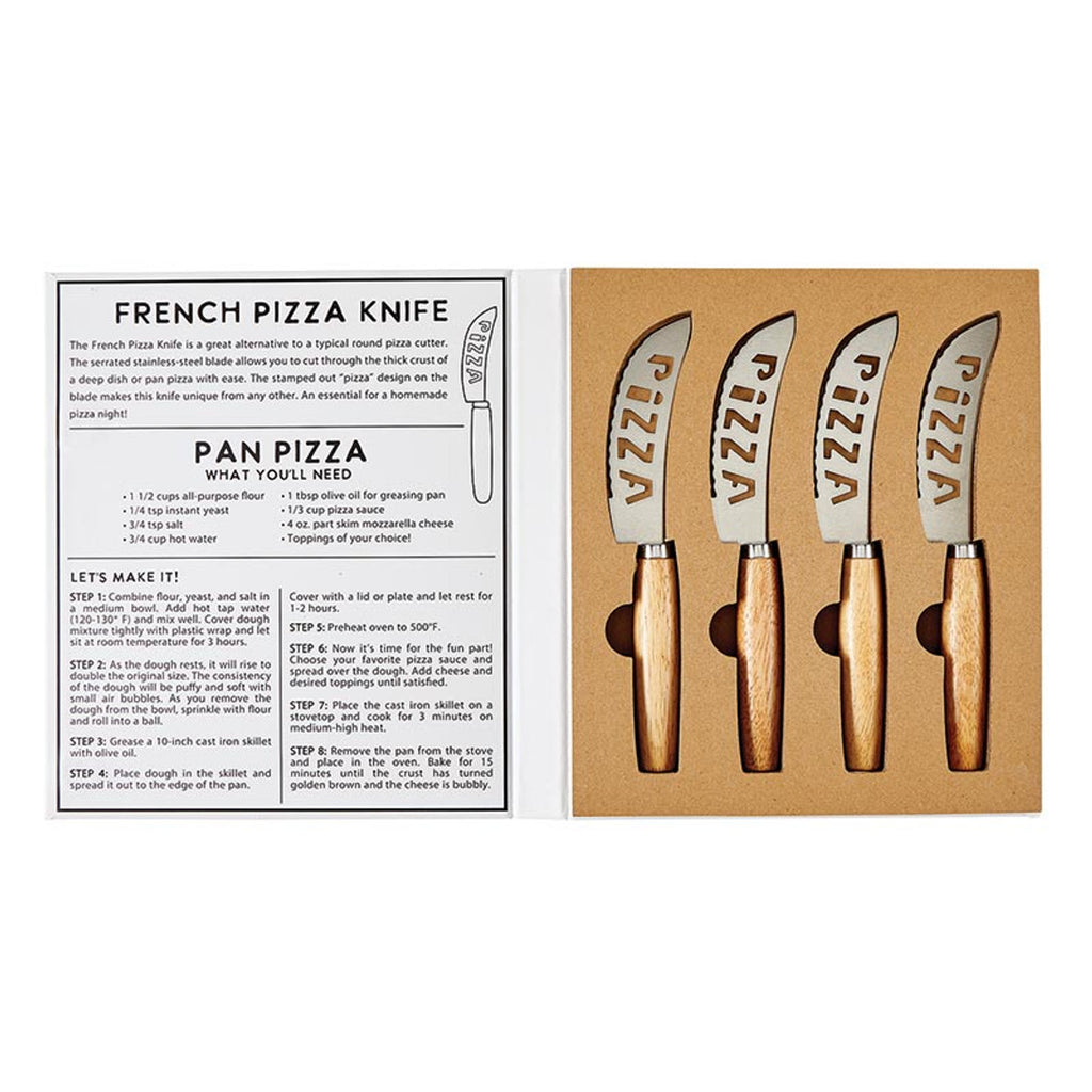 Book-style packaging featuring pizza-themed cutlery set