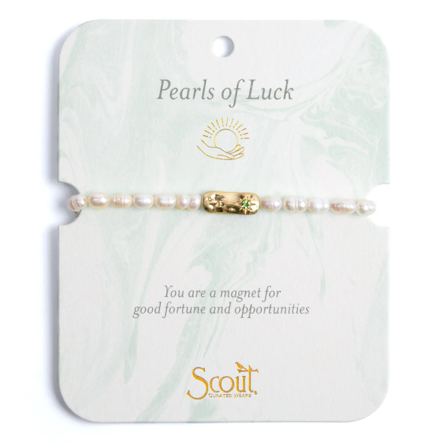 Scout Curated Wears Pearl Affirmation Bracelet - Luck/Gold