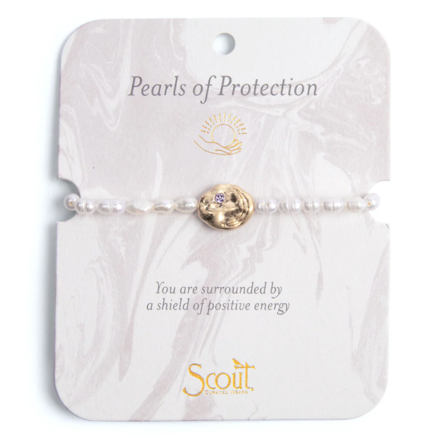 Scout Curated Wears Pearl Affirmation Bracelet - Protection/Gold