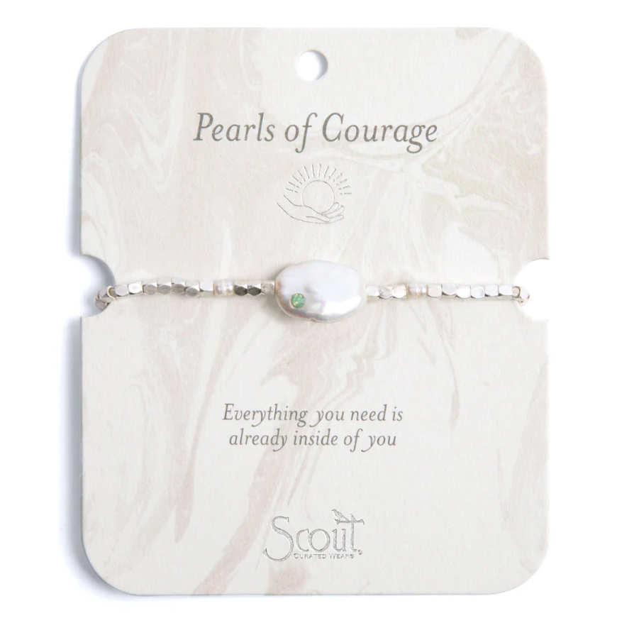 Scout Curated Wears Pearl Affirmation Bracelet - Courage/Silver