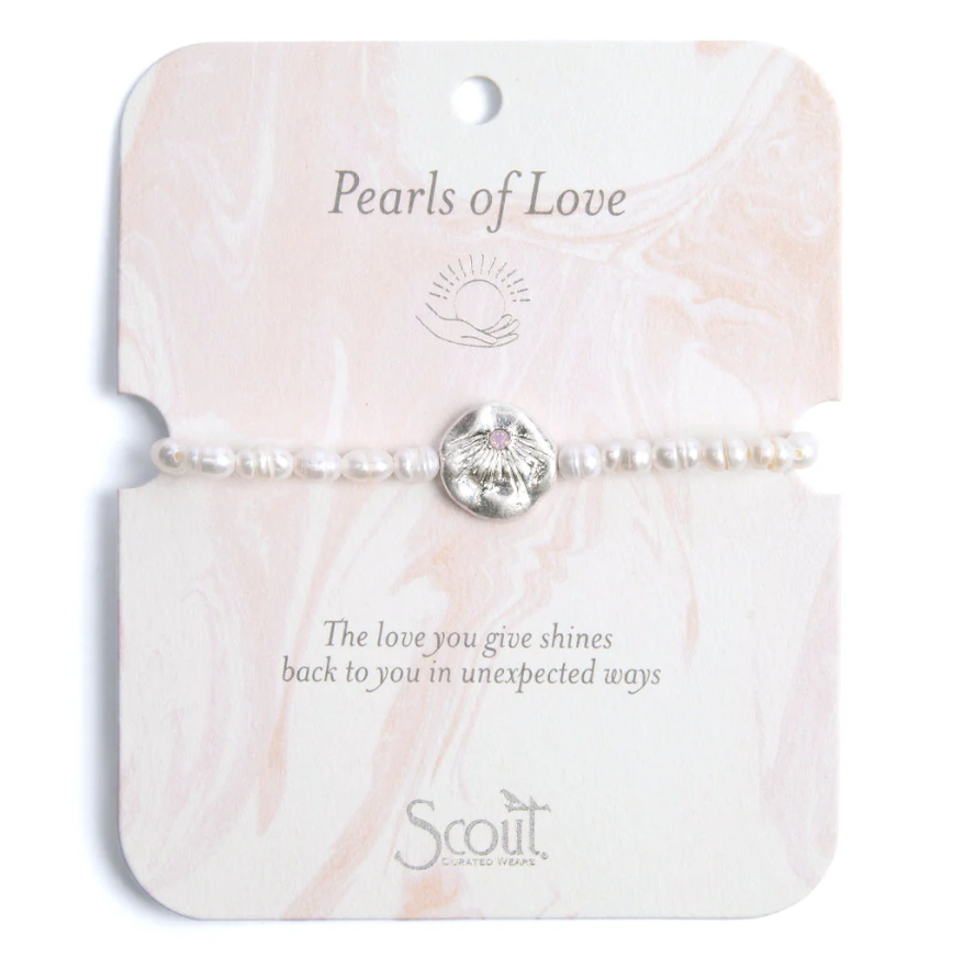 Scout Curated Wears Pearl Affirmation Bracelet - Love/Silver