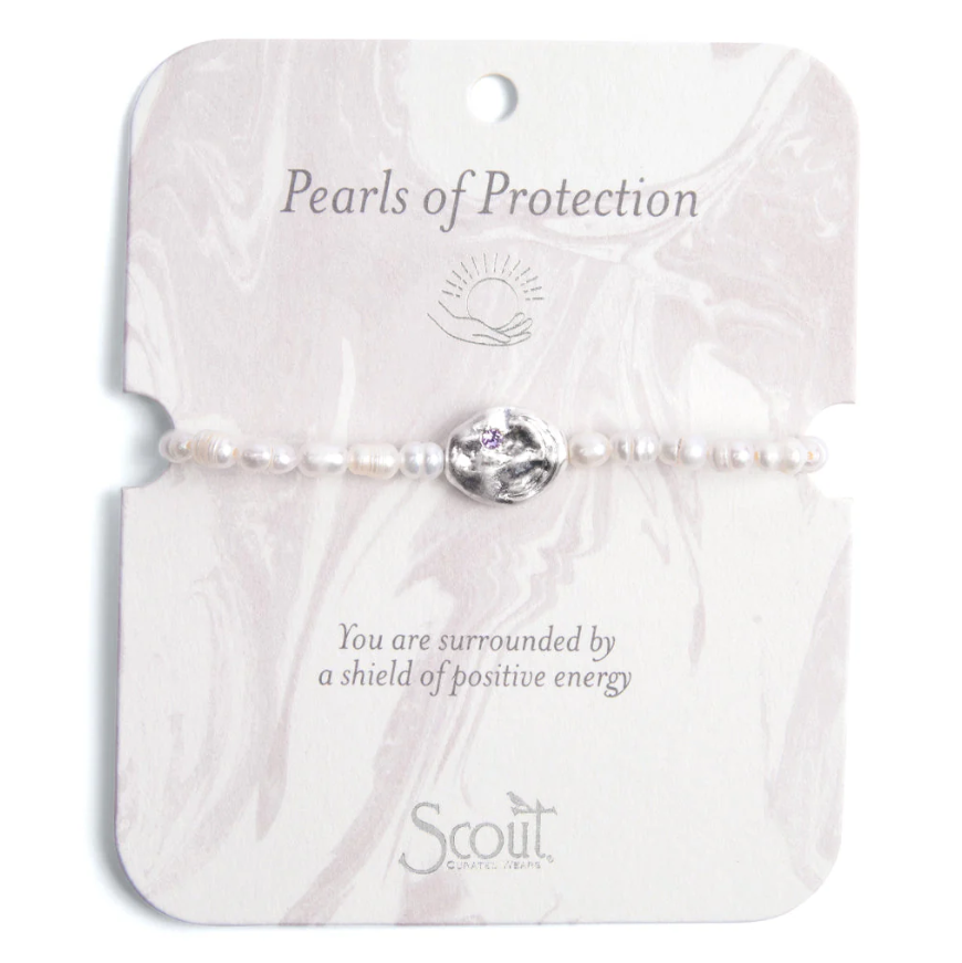 Scout Curated Wears Pearl Affirmation Bracelet - Protection/Silver