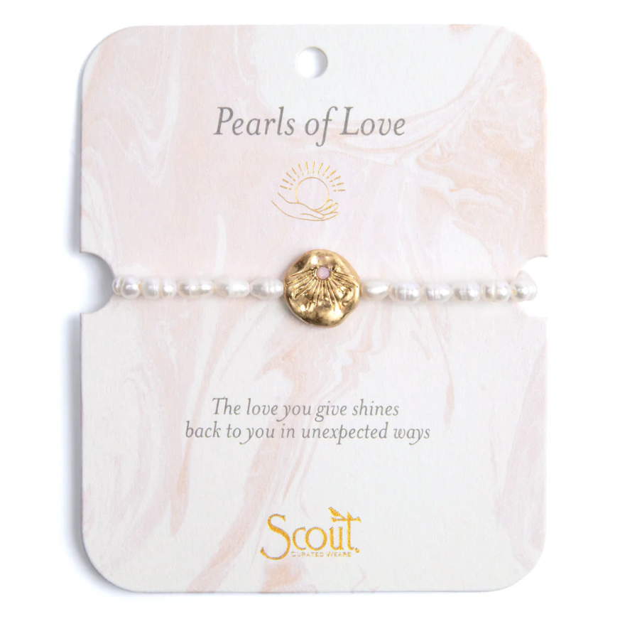 Scout Curated Wears Pearl Affirmation Bracelet - Love/Gold