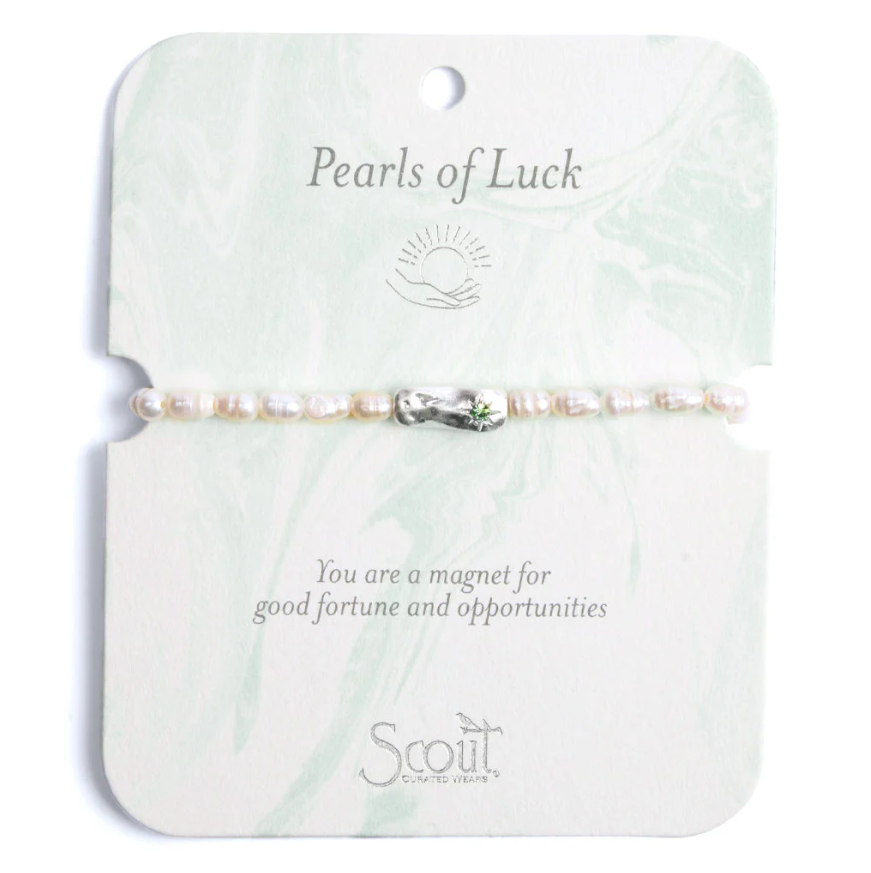 Scout Curated Wears Pearl Affirmation Bracelet - Luck/Silver