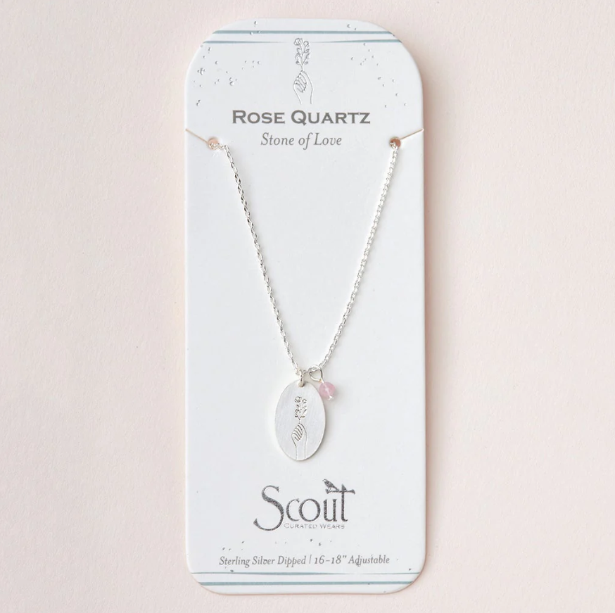 Scout Curated Wears Stone Intention Charm Necklace - Rose Quartz/Silver