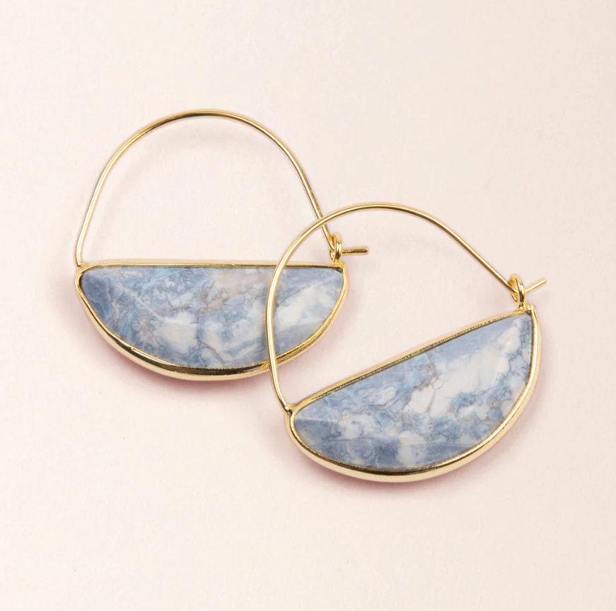 Scout Curated Wears Stone Prism Hoop - Blue Howlite/Gold