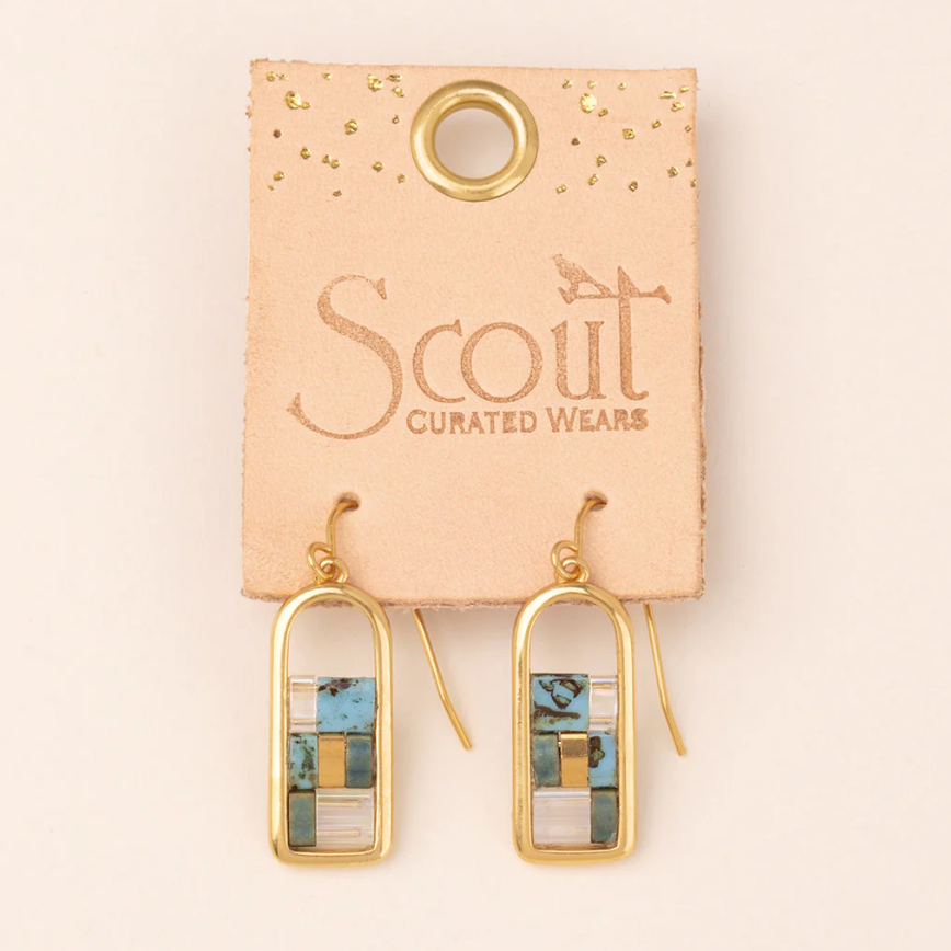 Scout Curated Wears Good Karma Miyuki Frame Earring - Turquoise/Gold