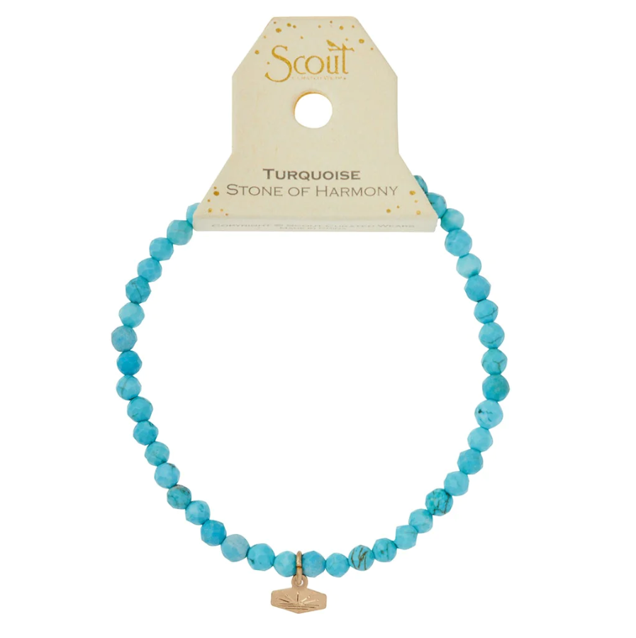 Mini Faceted Stone Stacking Bracelet - Turquoise/Gold