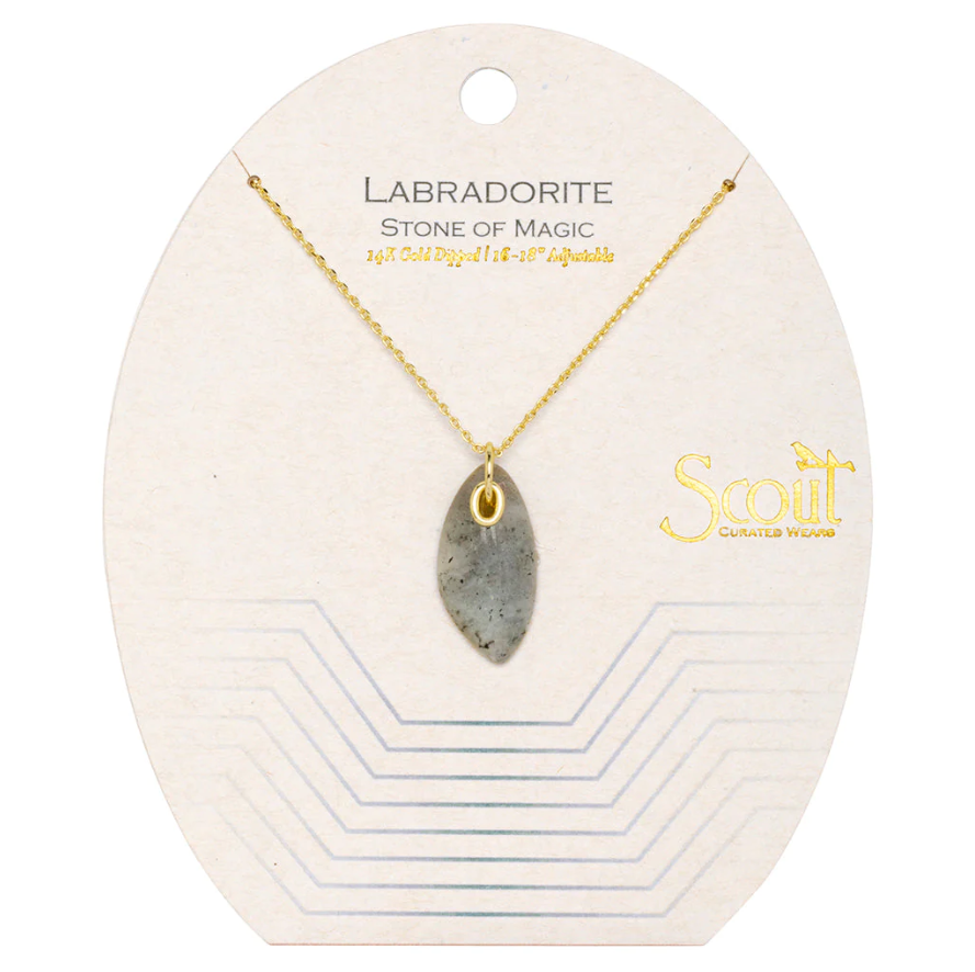 Scout Curated Wears Organic Stone Necklace Labradorite/Gold - Stone of Magic
